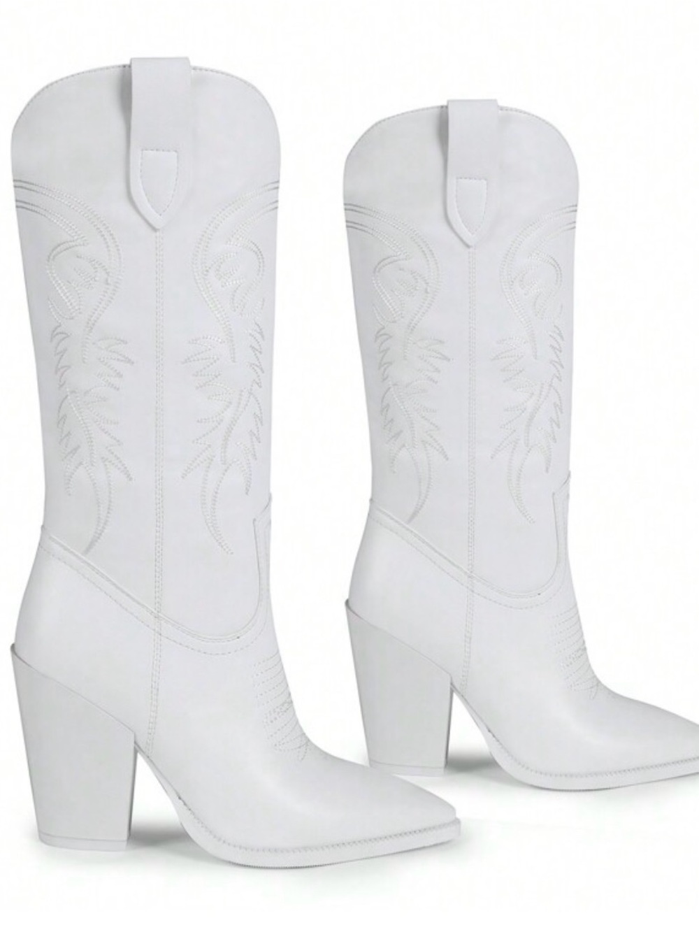 Women's Size 6 Isnom White Western Embroidered Heeled Boots New in Box
